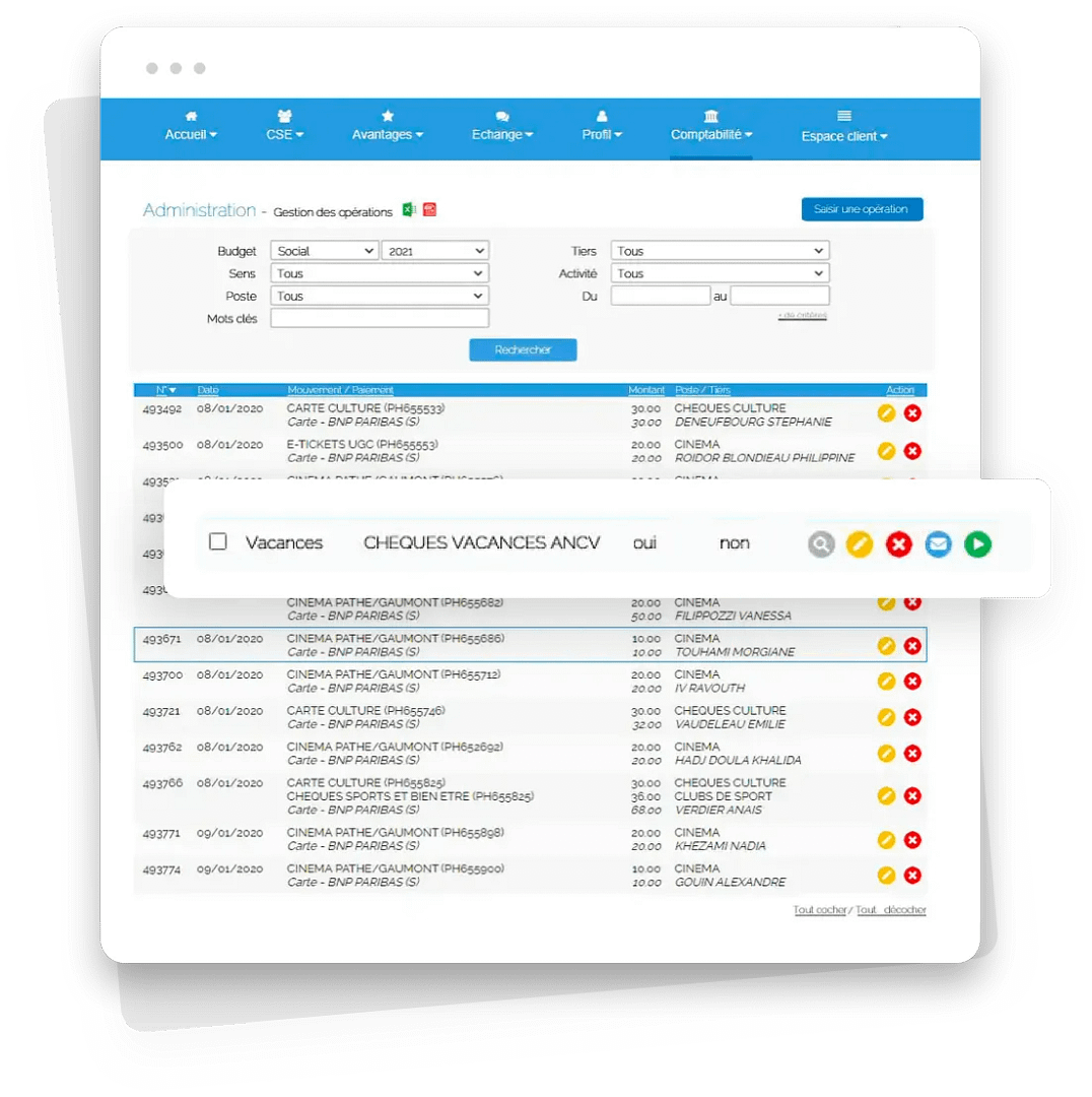 Logiciel comptabilité CSE, version "Simplifié